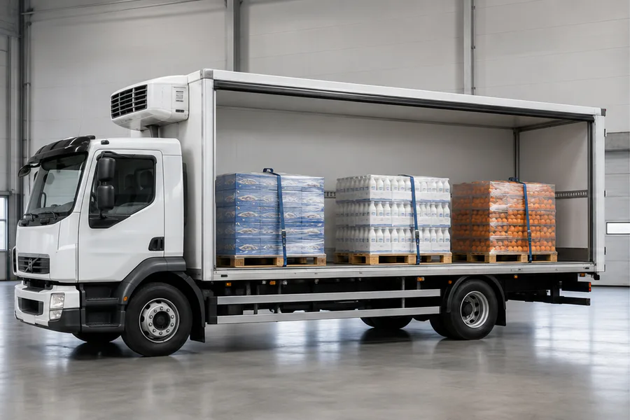 Camión refrigerado compartido con tres cargas de distintos clientes